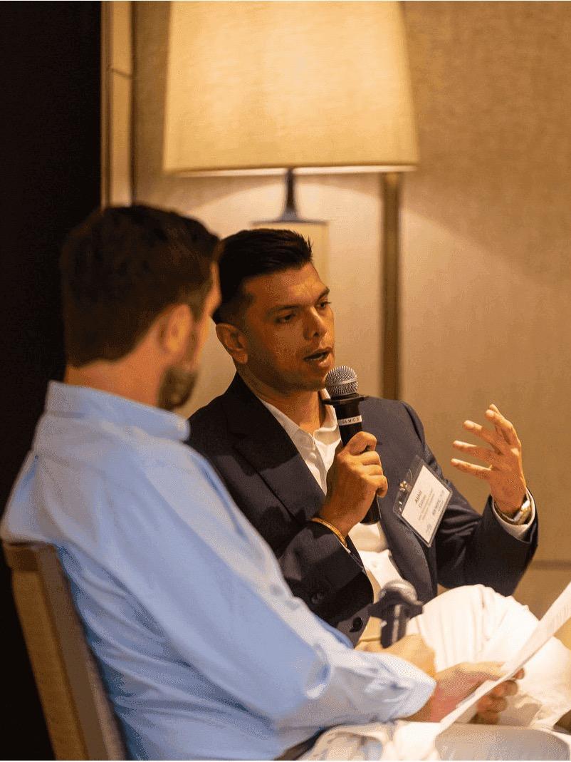 INTRIC founders Abhii Dabas and James Puddle on a panel at the LeadingRE Asia Pacific Forum in Singapore