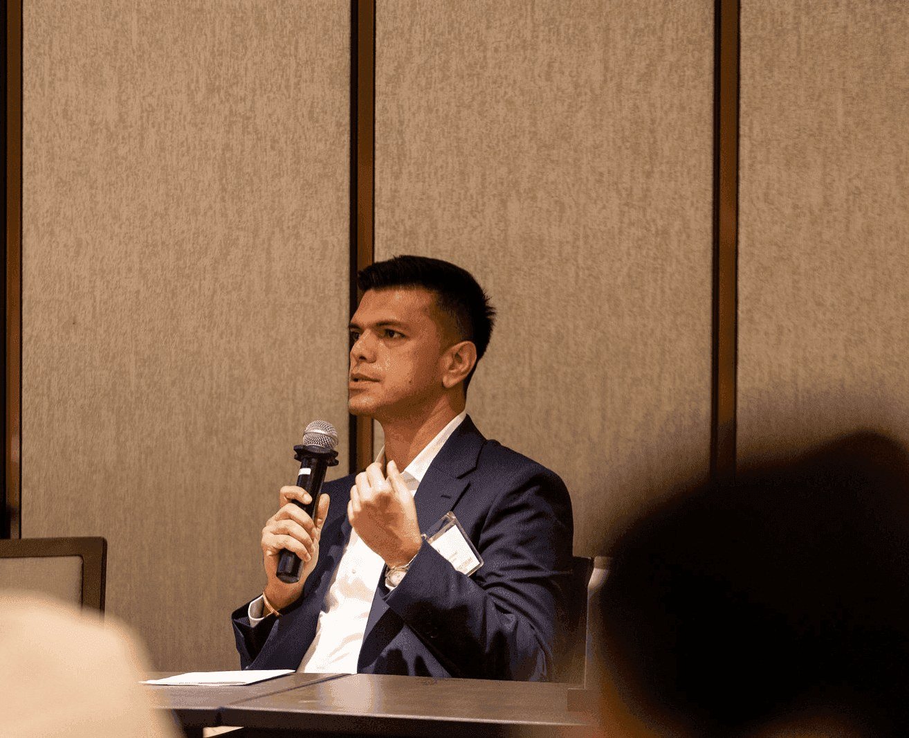INTRIC founder Abhii Dabas speaking at the LeadingRE Asia Pacific Forum in Singapore
