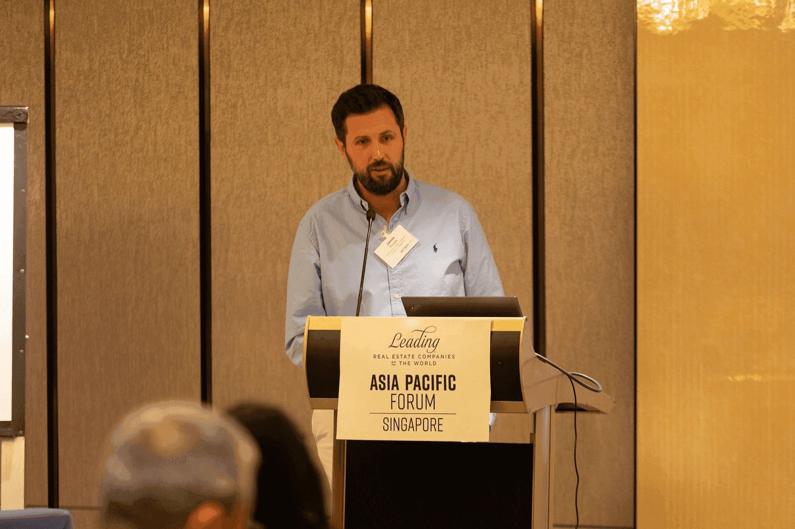 INTRIC co-founder James Puddle, a LeadingRE Global Advisory Board member, speaks at the LeadingRE Asia Pacific Forum in Singapore